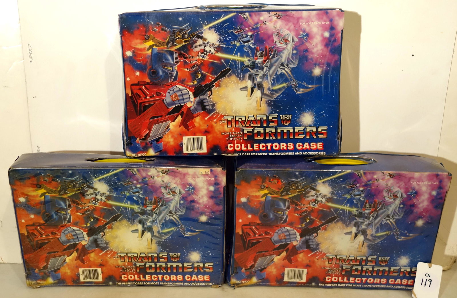 (3) TRANSFORMERS: 1984; Hasbro; (3) Collectors Case; used condition; H-10"; W-15"