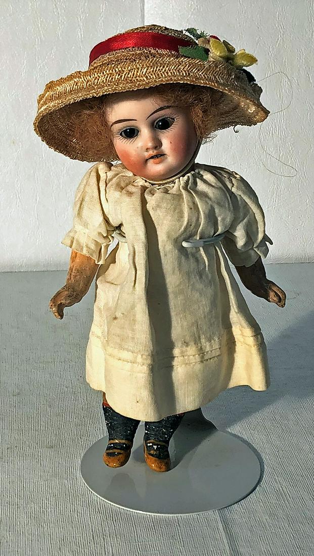 BISQUE HEAD DOLL: Germany, A.M.; DEP, 1894; 11/0; sleep eyes; open mouth; composition body with chipping paint; H-6 1/2", G-VG