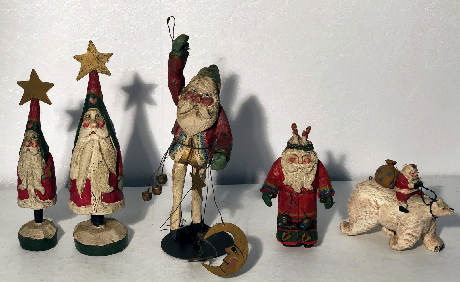 HOUSE OF HATTEN DOLLS(5): Handcrafted in Philipinnes; wood and papier mache; H-3 1/2"-8 1/2", G-VG