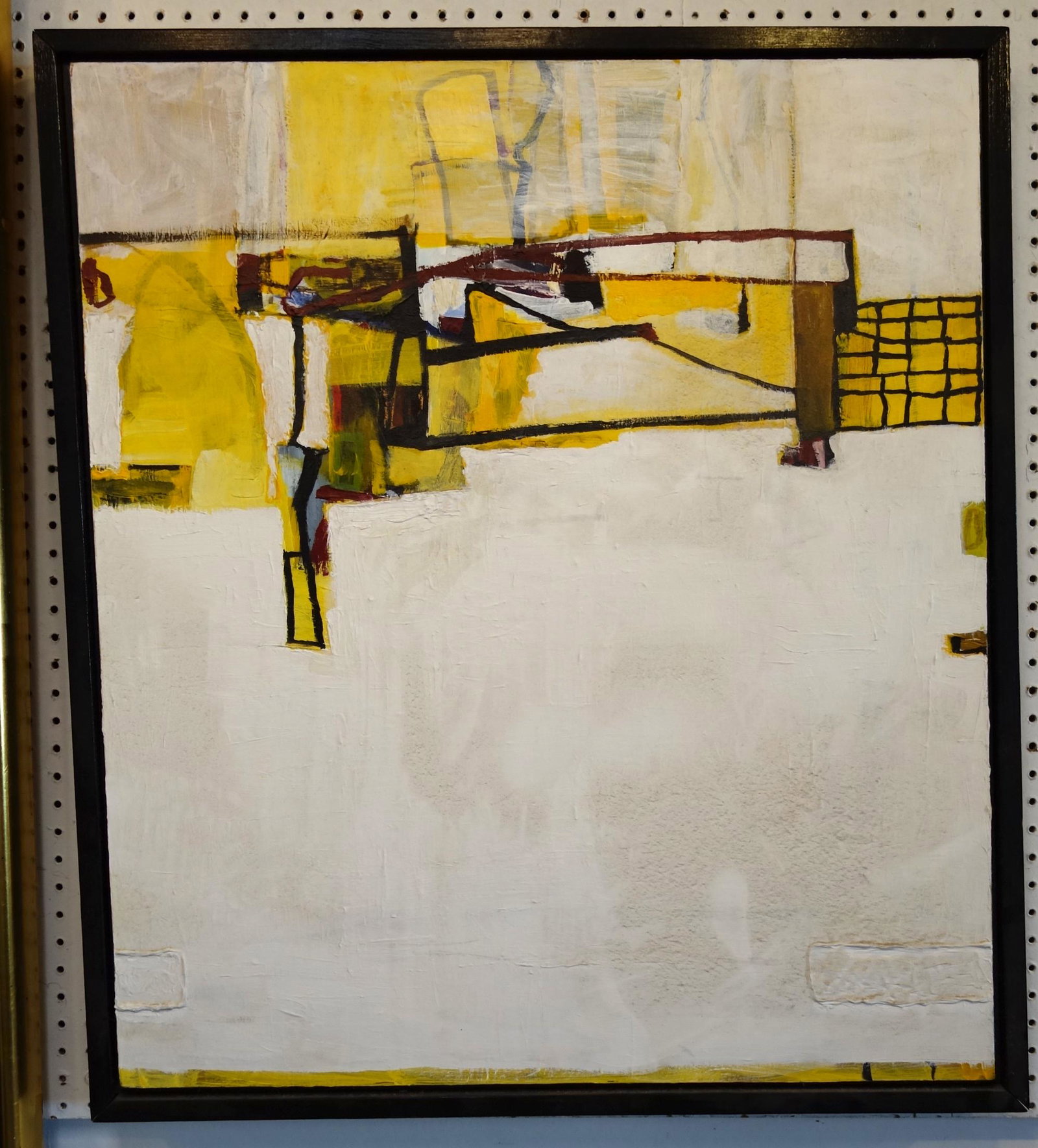 SETH ADELSBERGER PAINTING: Abstract oil and canvas; 2001; simple frame; 35" x 30"; G-VG