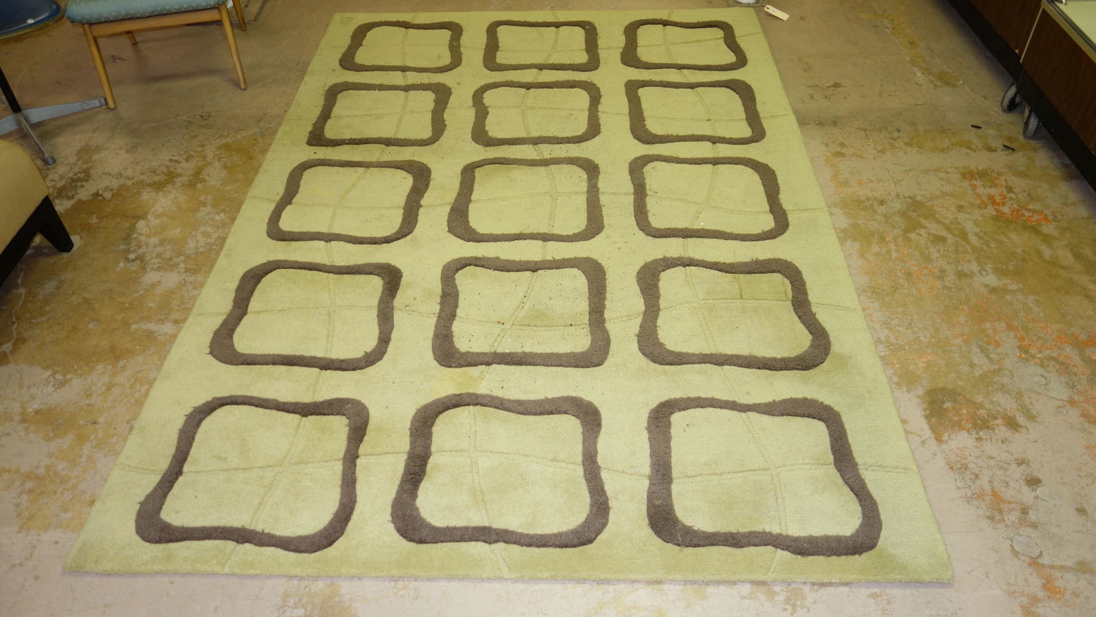 CONTEMPORARY CARPET: Multi-square; sculptured; Angela Adams "Argyle" 2006; needs cleaning; light stains; some wear; 108" x 74", F-G