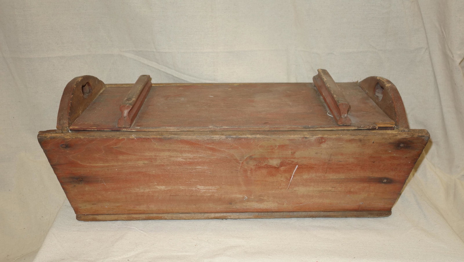ANTIQUE DOUGH BOX: Painted wood; distressed; lid has corner chip; L-24 1/2", G-VG