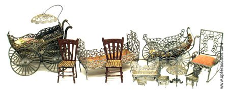 10 FILIGREE SPELTER DOLL HOUSE ACCESSORIES