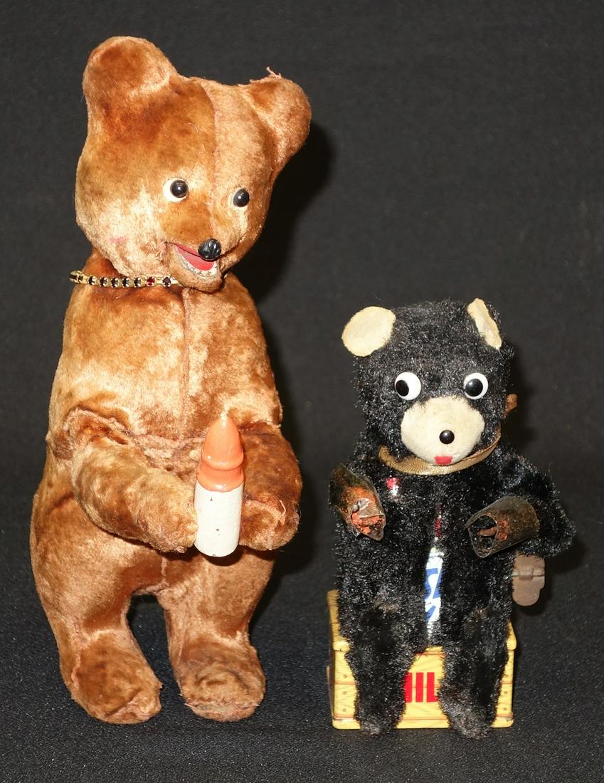 WIND-UP BEAR TOYS (2): Missing parts; fabric splitting; non-working; H-9 1/2", P-F