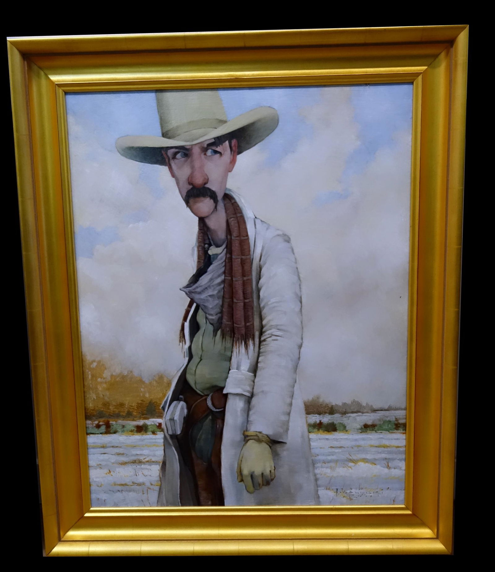 FRED CALLERI-GUNSLINGER PAINTING ''HERE COMES TROUBLE" (1 of 2)