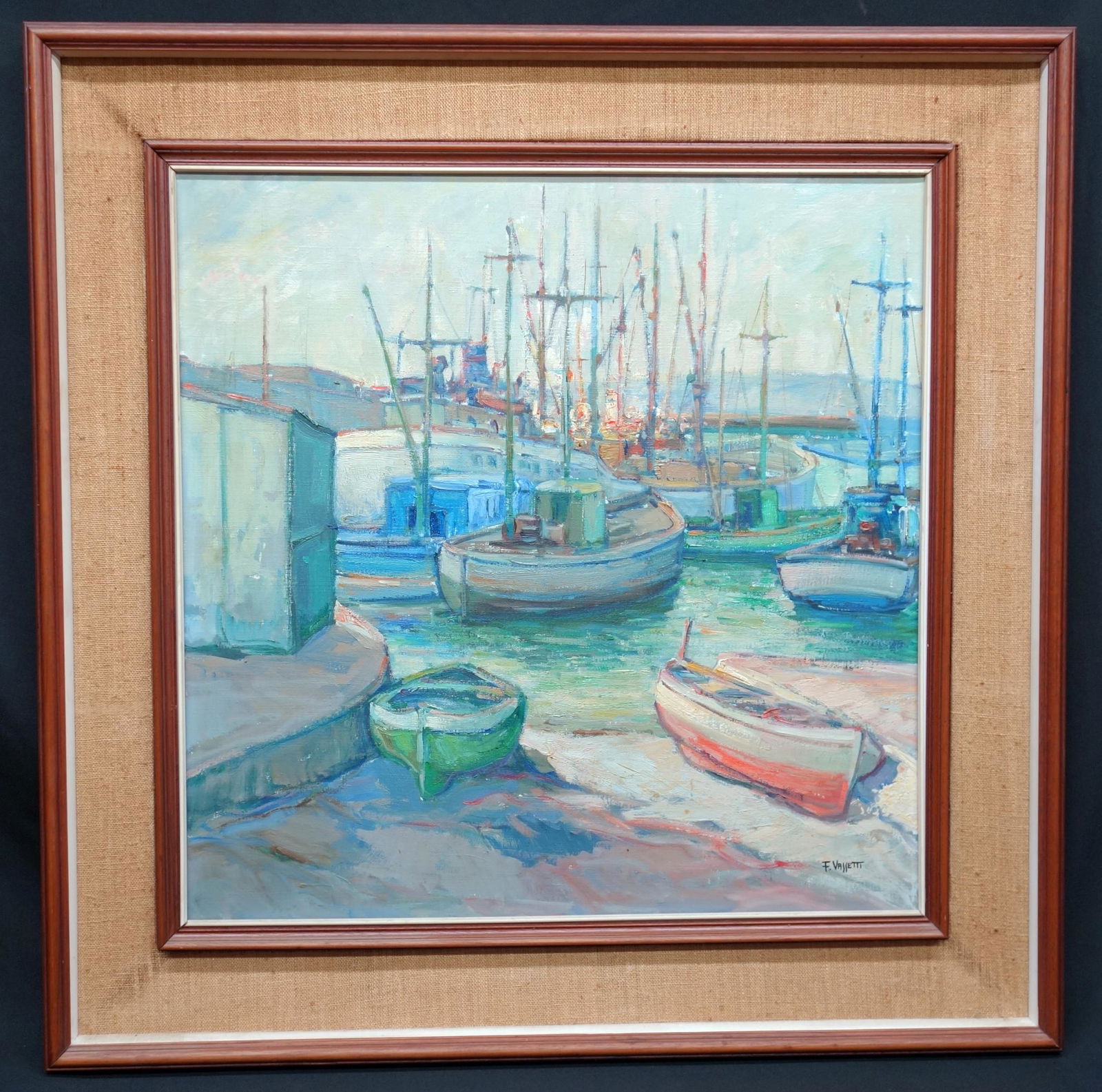 PAIR FRANCO VASSETTI HARBOR PAINTINGS (1 of 8)
