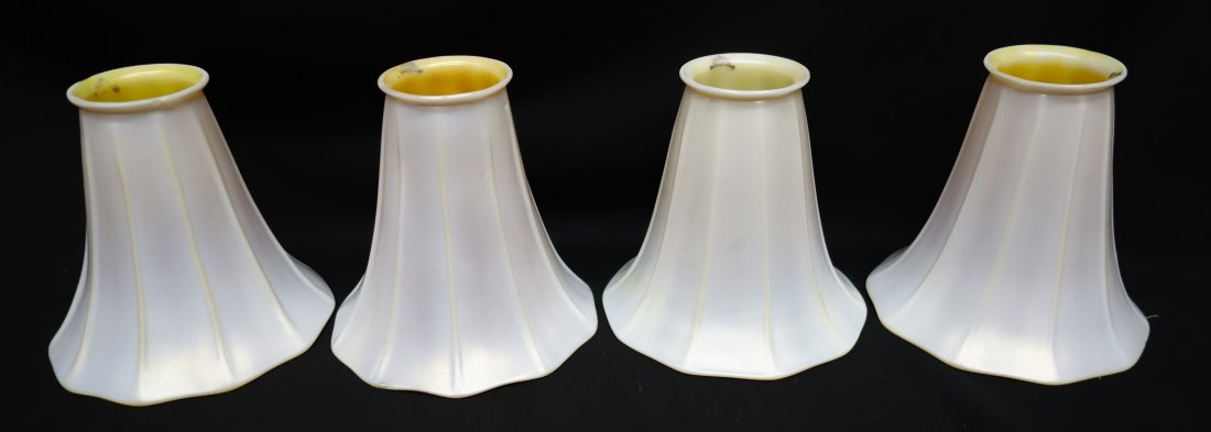 STEUBEN CALCITE GLOBES (4): (1) has small chip in base; H-5", G-VG