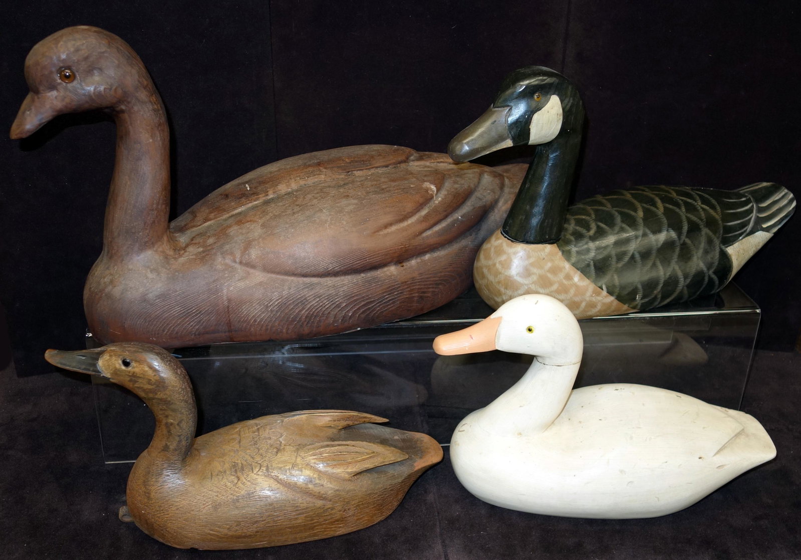 DECORATIVE WATERFOWL (4): Duck, goose and swan; minor scrapes and chips; normal wear; G-VG