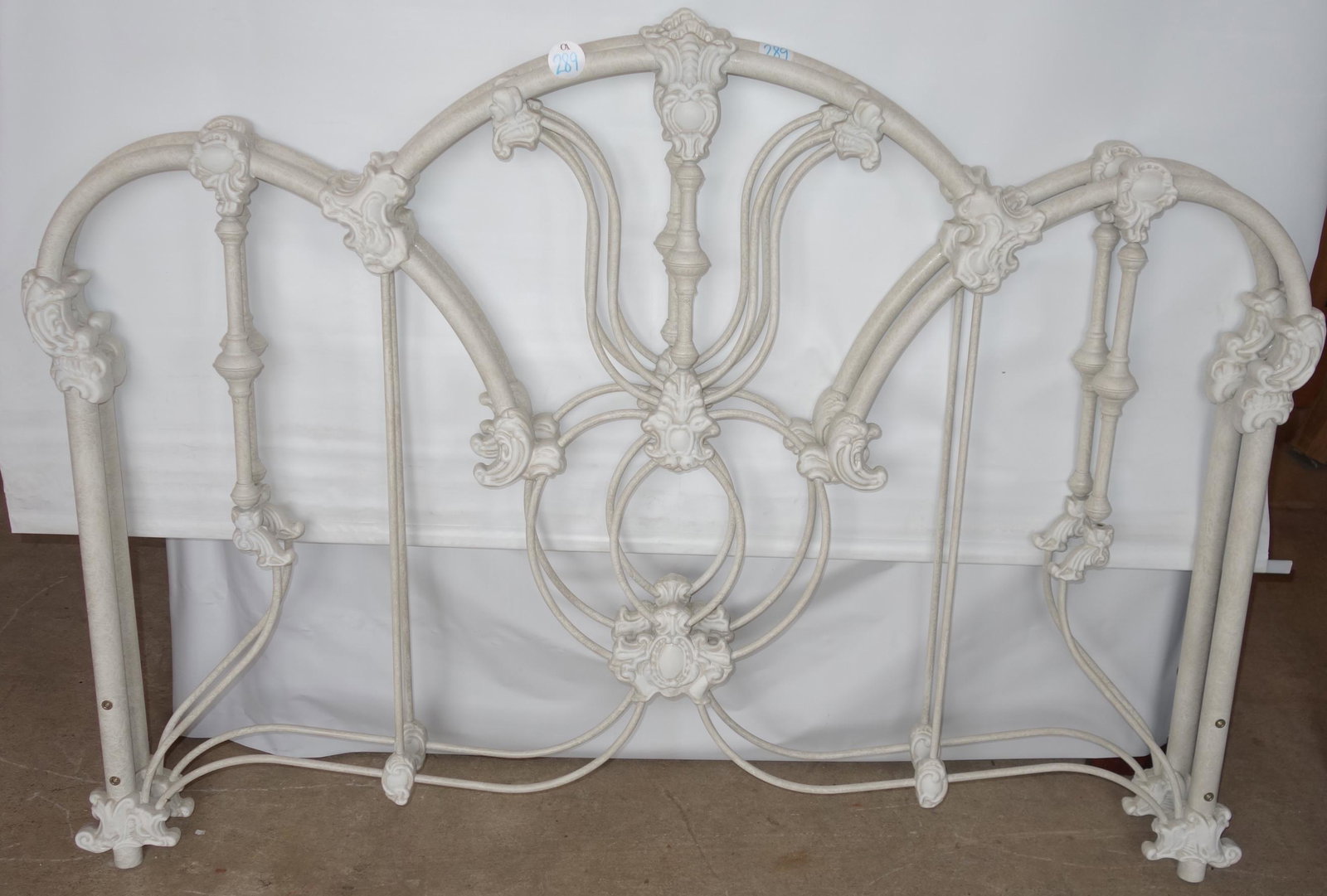 VICTORIAN STYLE BED: Cast iron; no rails; full size; Width-54", G