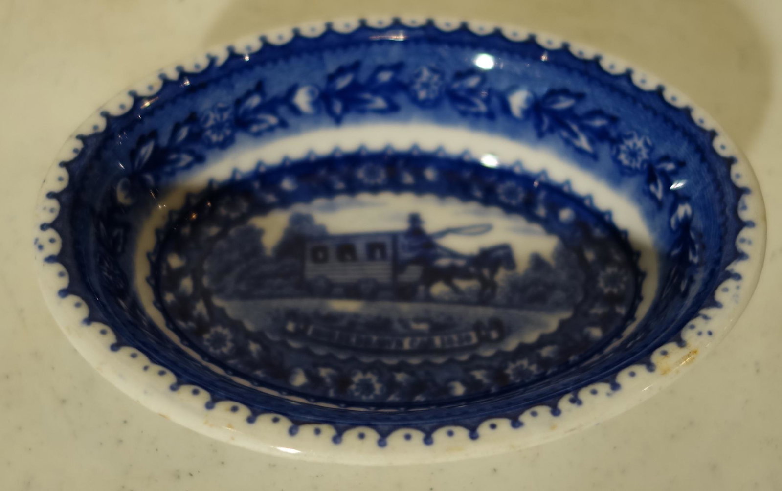 B&O CHINA BAKER: Horsedrawn Car; Scammell's Lamberton Design Patented; L-5", VG-EX