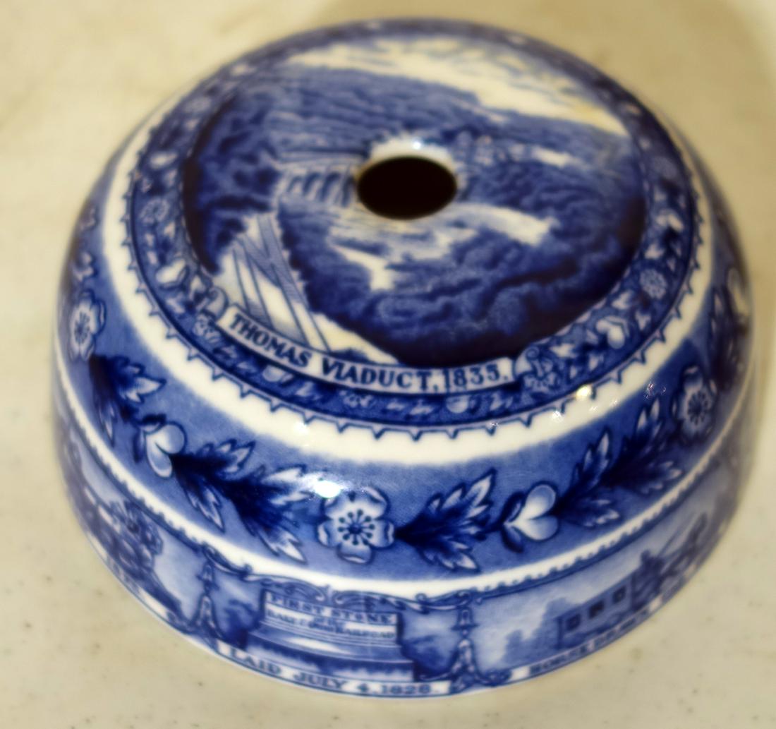 B&O CHINA PANCAKE COVER: Thomas Viaducts; Scammells Lamberton Design Patented; hairline; Dia.-6", F-G