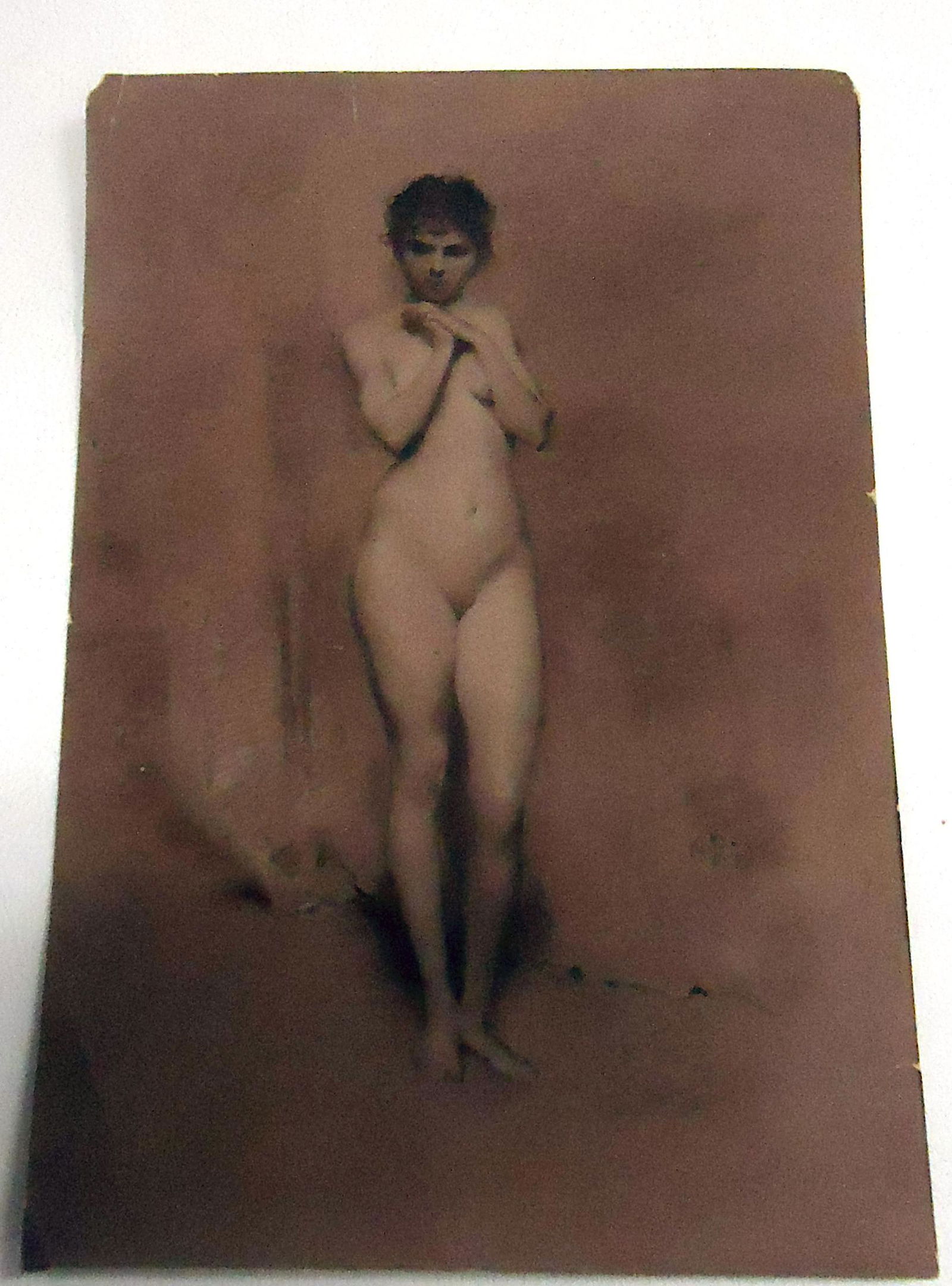 HARPER PENNINGTON NUDE: Standing nude woman. Water color/gouache monogramed lower right. Slight edge tears. Unframed. 8.5" x 5.75"