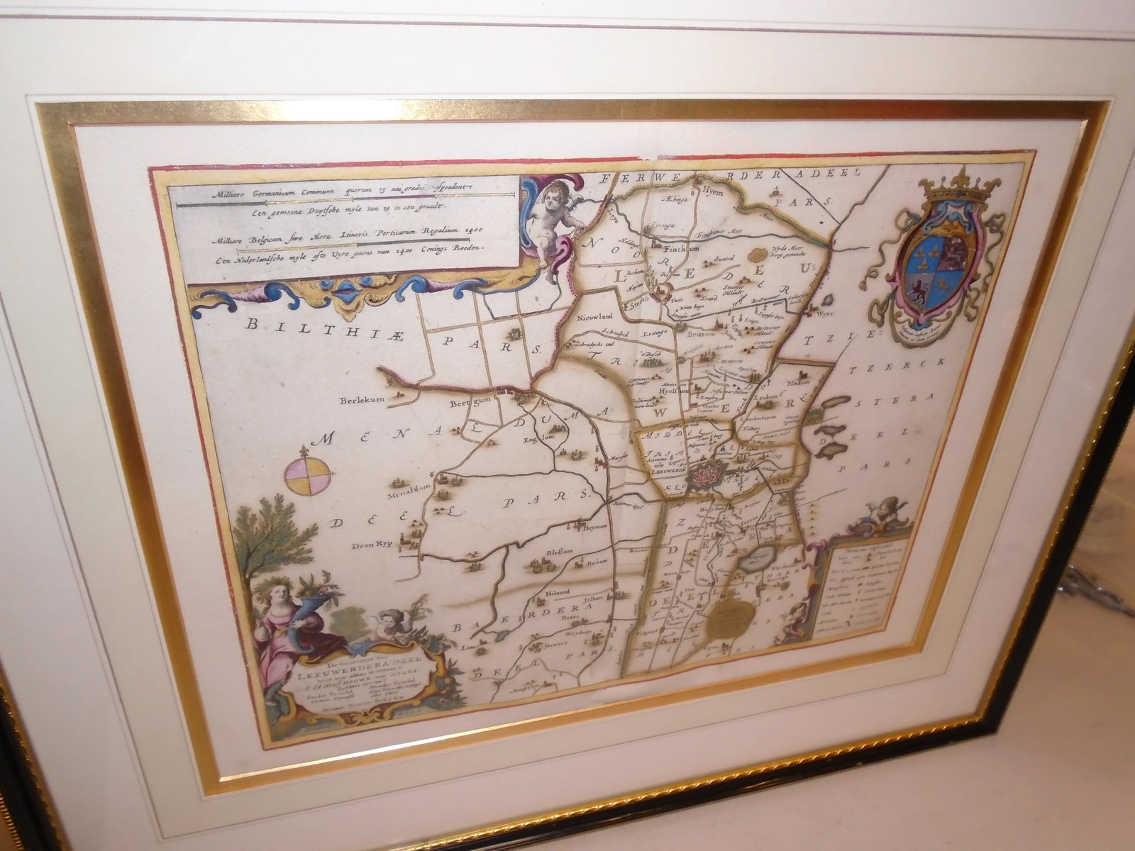EARLY MAP-De GRIETENYE van LEEUWERDERDA-DEEL: Engraved & H. Matted and framed. Slight toning. 13x16. VG-EX
