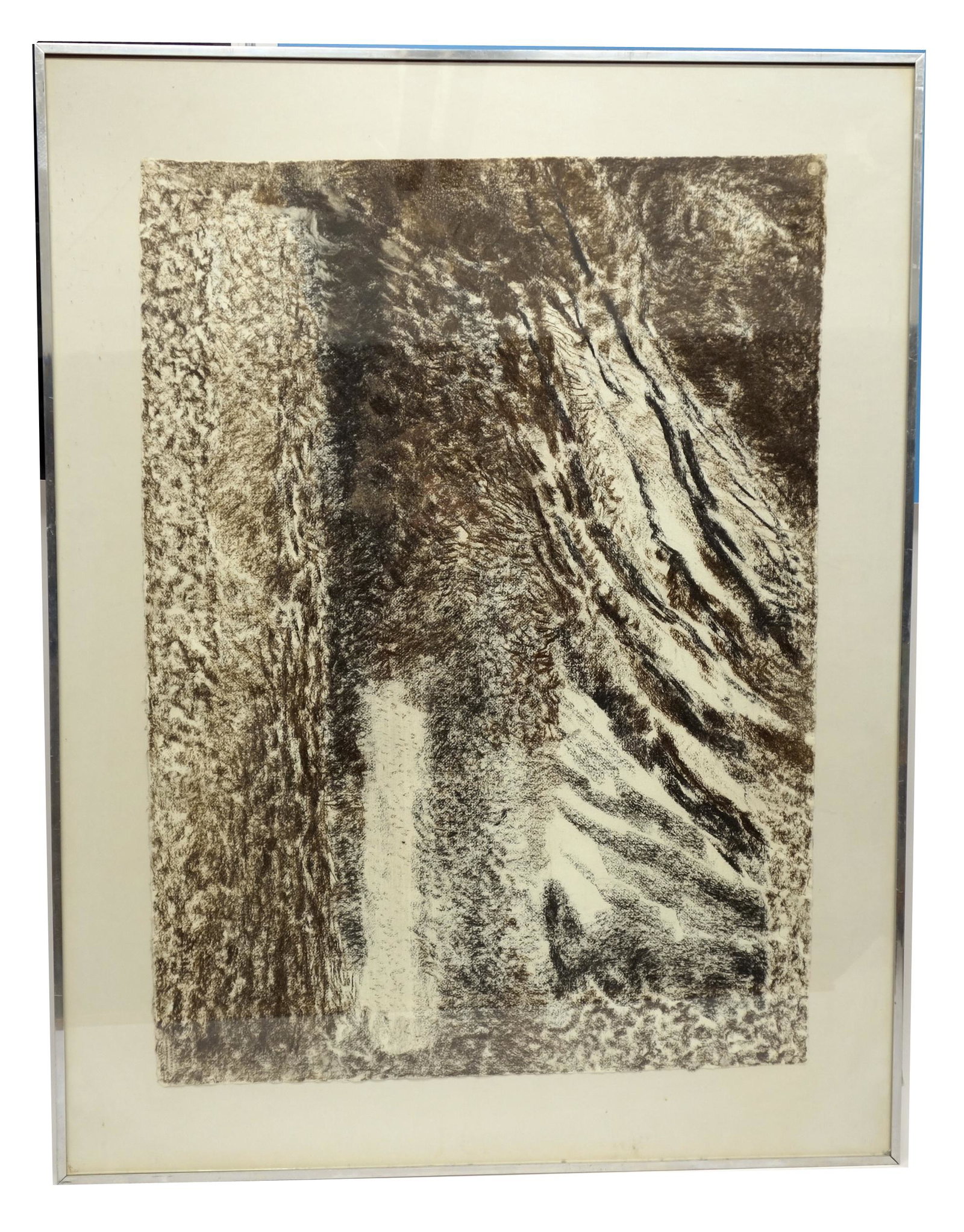 JOHN HUBBARD "STONE GROUP" DRAWING: Charcoal drawing; labeled on reverse "charcoal drawing Stone Group (2)"; on a rag type paper, not removed from frame to see how its mounted; normal wear; framed; 30 1/2" x 22 1/2", G-VG