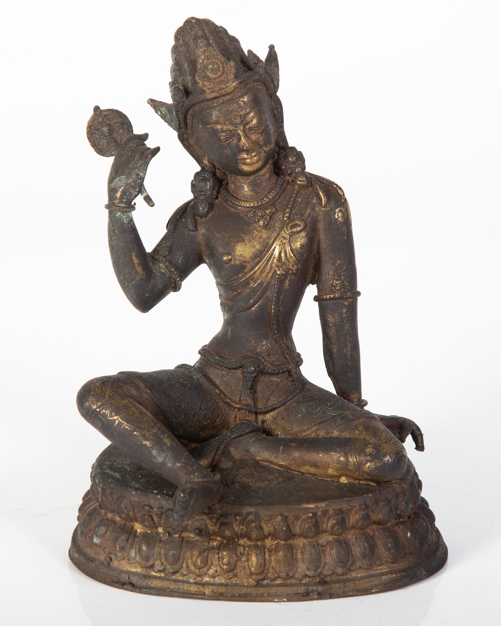 THE BUDDHA DHAN RAJ: Nepal, 19th Century; some finish discoloration; normal wear; H-8", G-G+