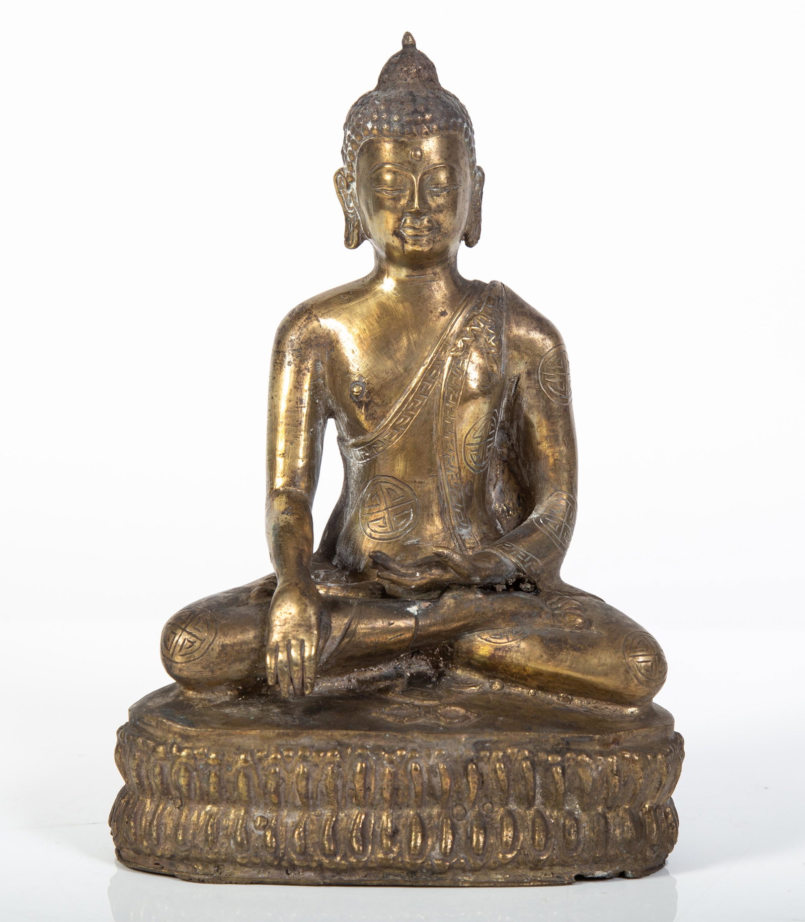 THE BUDDHA: Nepal, first half of 20th Century; bronze; normal wear; H-8", G-VG