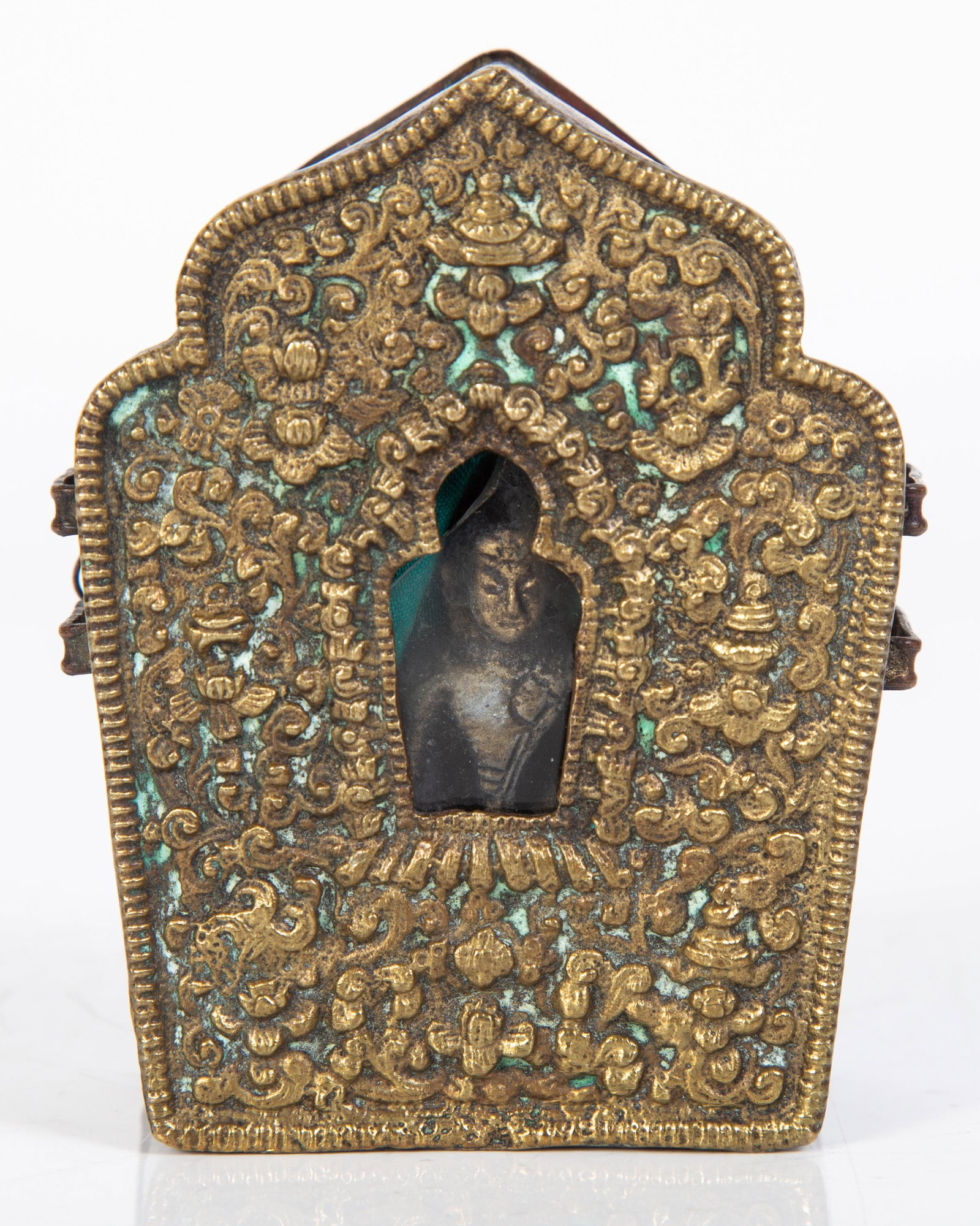 NEPALESE PERSONAL BUDDHIST SHRINE: 1st half 20th Century; normal wear; H-4", G-VG