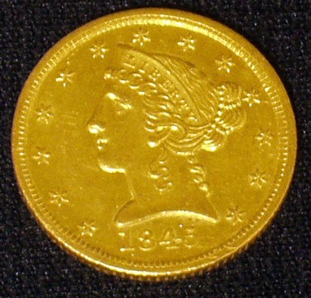 5 DOLLAR 1845 D GOLD COIN