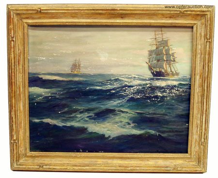 PATTERSON SHIPS AT SEA PAINTING