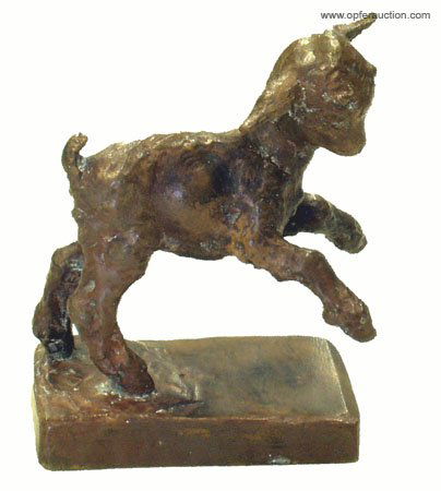 PARSONS "FROLLICKING LAMB" BRONZE: PARSONS "FROLLICKING LAMB" BRONZE - Edith Barretto Stevens Parsons (1878-1956) Gorham Foundry marks; H-5", VG-EX