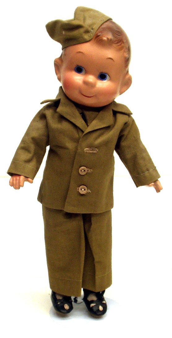 IDEAL CHARACTER ARMY DOLL: IDEAL CHARACTER ARMY DOLL - Composition doll; some crazing; H-13", G-VG