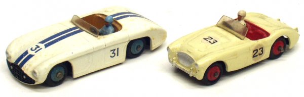 (2) DINKY TOYS RACE CARS: (2) DINKY TOYS RACE CARS - Painted diecast metal; (1) Cunningham C-5R #31; (1) Austin-Healy 109 #23; minor rubs and chips; L-3 1/2" - 4", G-VG