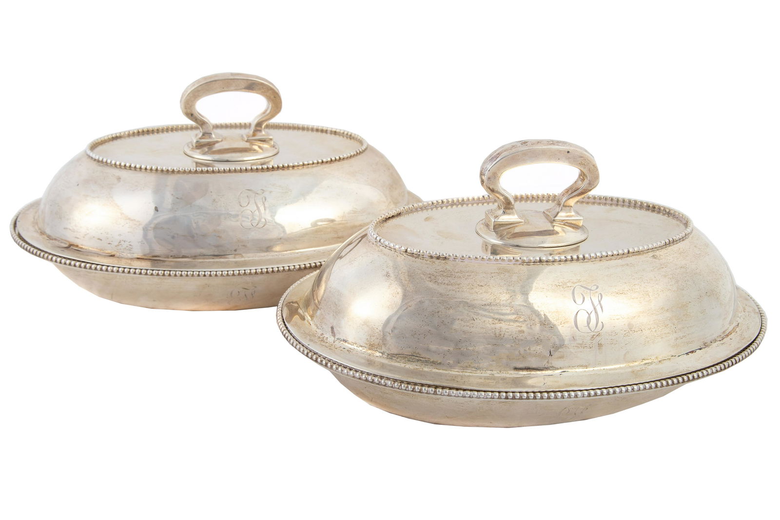 PAIR STERLING COVERED VEGETABLE DISHES (1 of 7)