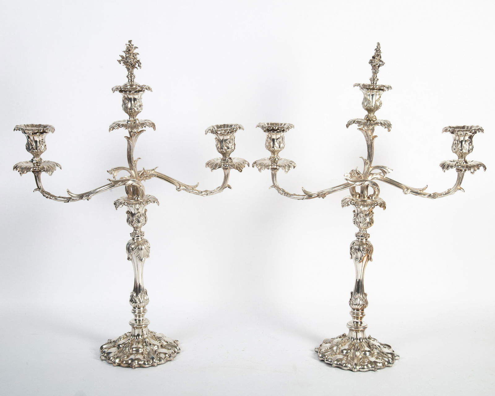 PAIR ELABORATE SILVERPLATE CANDELABRA (1 of 5)