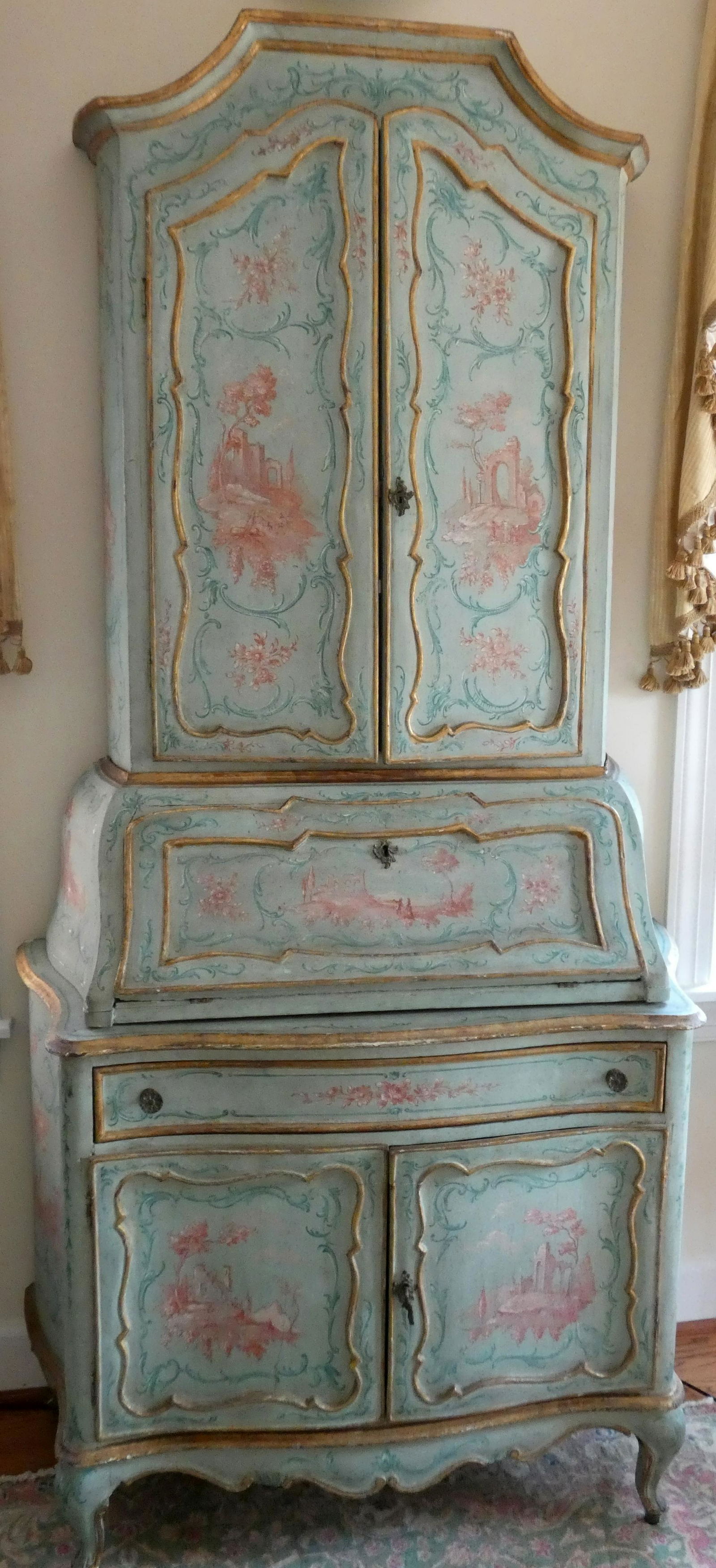 ITALIAN PAINTED BAROQUE STYLE SECRETARY DESK (1 of 16)