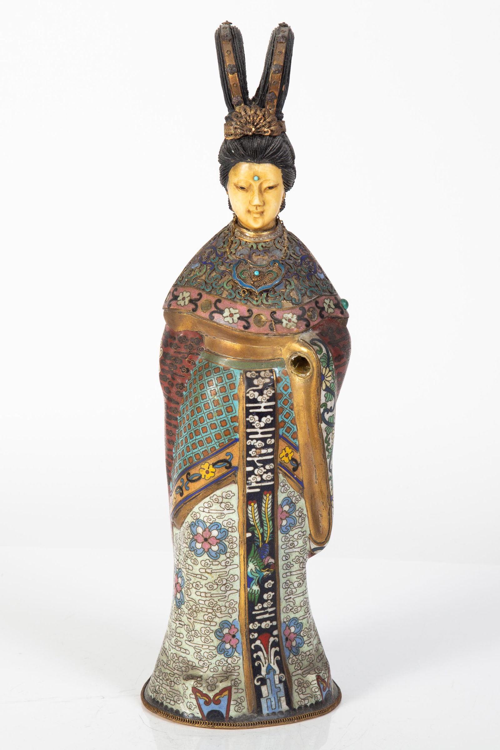 CHINESE CLOISONNE FIGURE OF WOMAN (1 of 6)