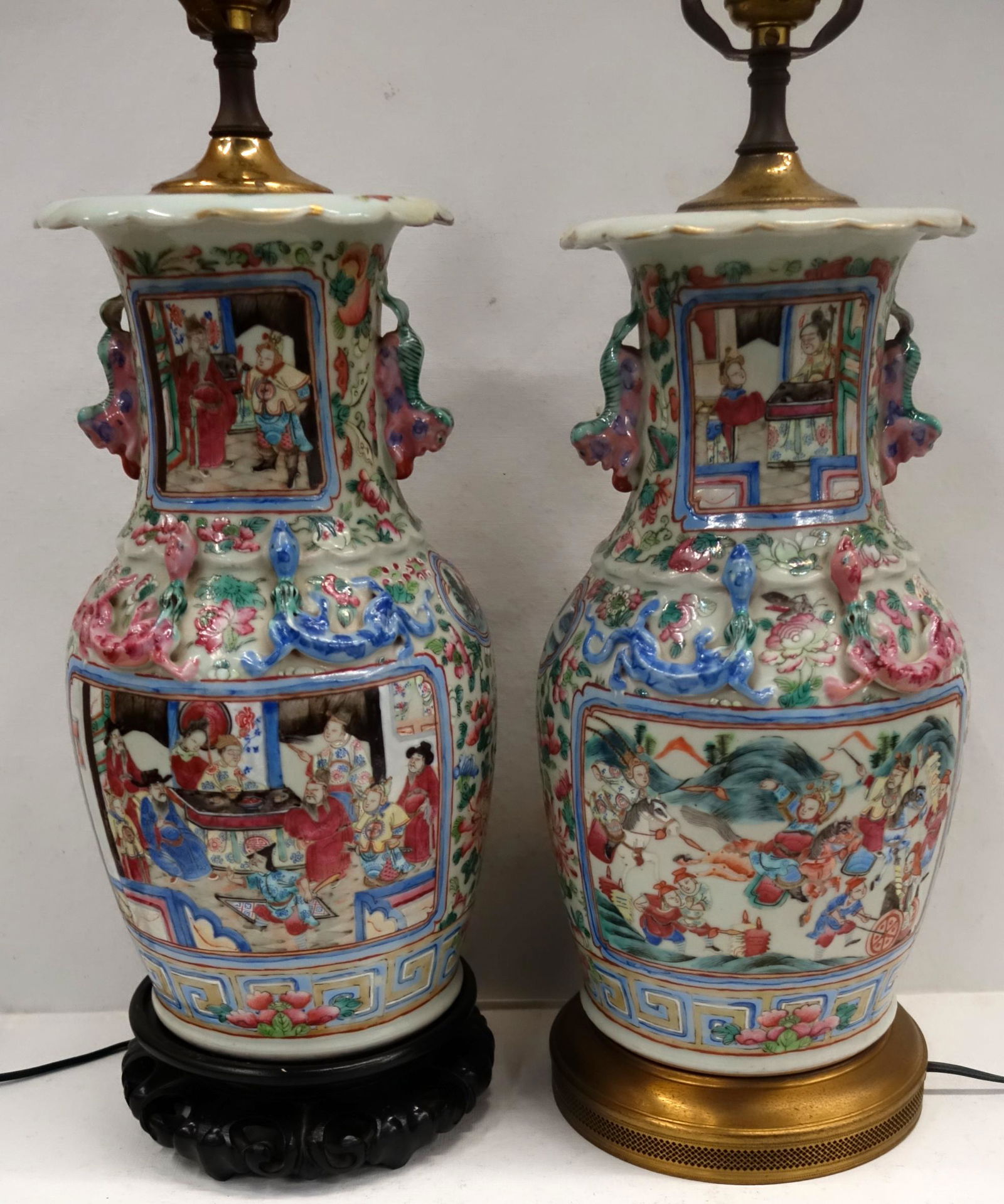 PAIR FAMILE ROSE VASE/ LAMPS (1 of 15)