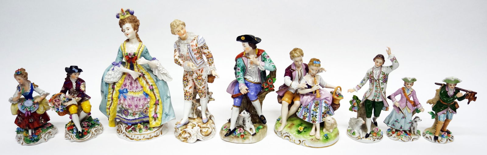SITZENDORF ETC. PORCELAIN FIGURINES (9) (1 of 1)
