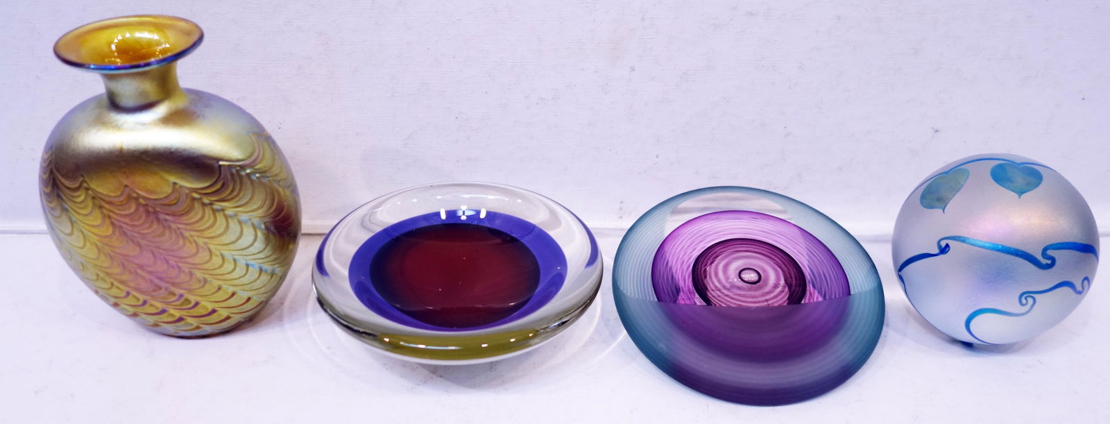 SIGNED ART GLASS PIECES (4) (1 of 1)