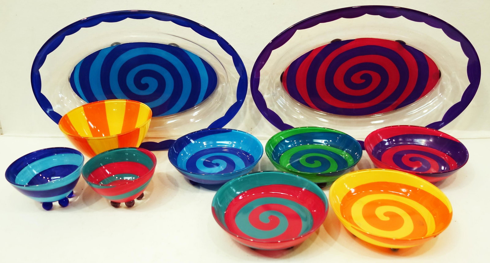 LARGE LOT CRAFT MADE/ART GLASS STEMS and BOWLS (1 of 4)