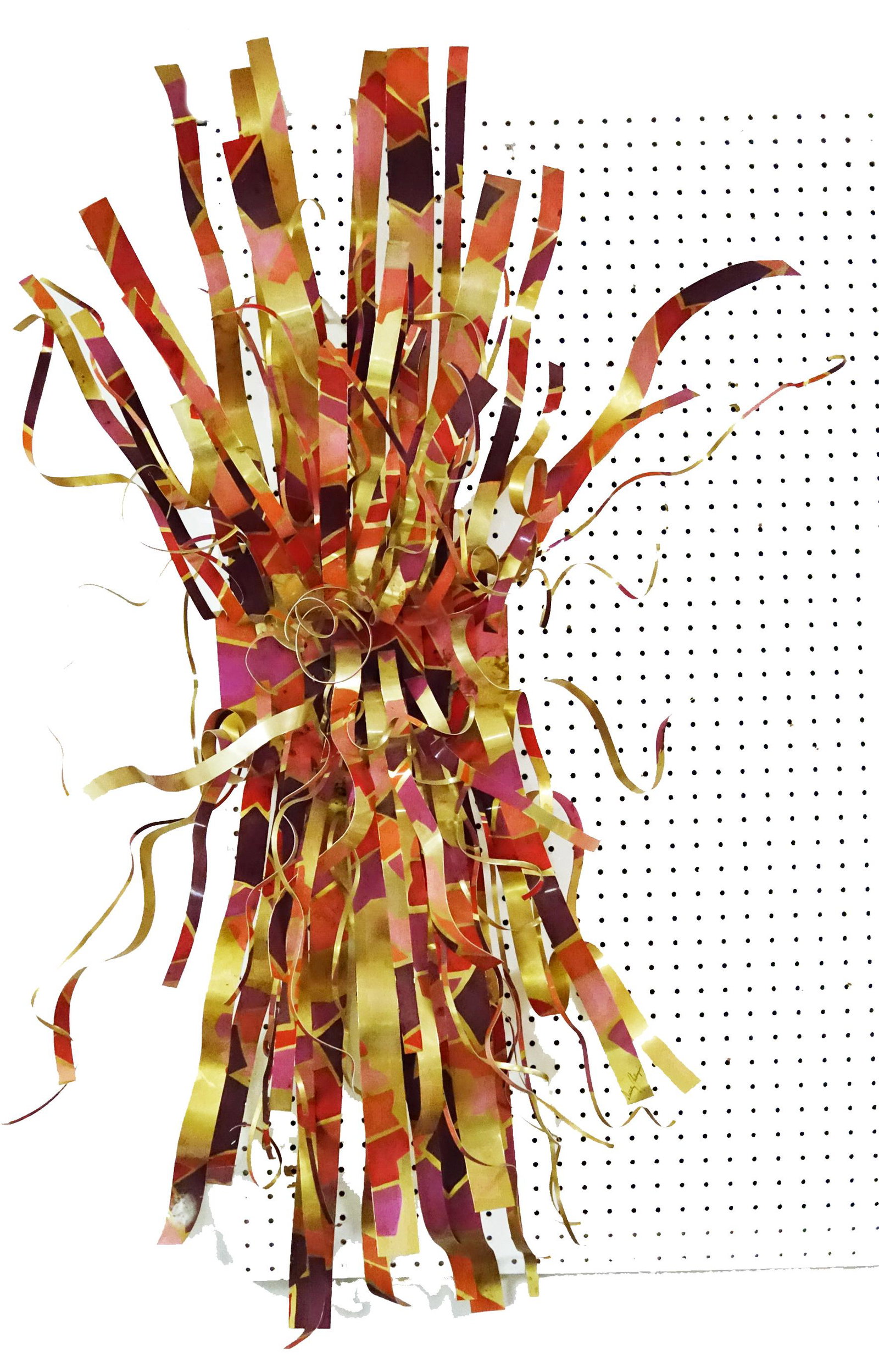 DOROTHY GILLESPIE WALL SCULPTURE: Modern; curled and painted aluminum; normal wear; H- 52"; G-VG