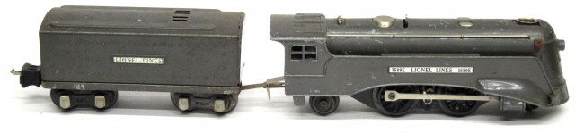 LIONEL ENGINE #1689E with TENDER: Nicks, scratches and minor rust, F-G