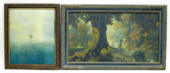 (2) MAXFIELD PARRISH PRINTS: Original frames, largest 10" x 18", F-G