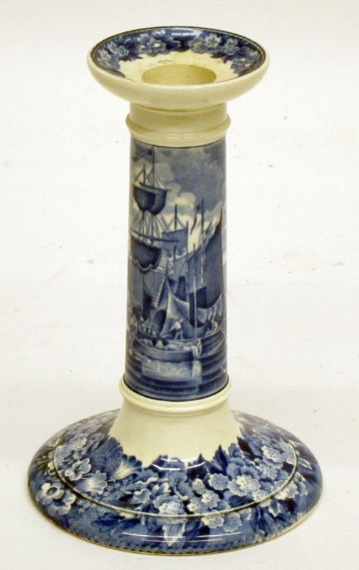 WEDGWOOD "FERRARI" CANDLESTICK: Edge of candle hole slightly rough, H-6 1/4", VG-EX