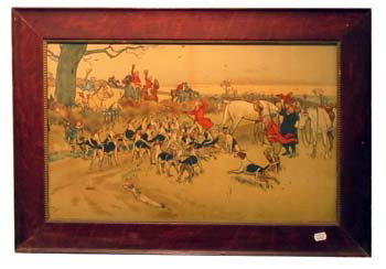 CECIL ALDIN FOX HUNT: Color litho, framed; 15" x 24", some discoloration, F-G