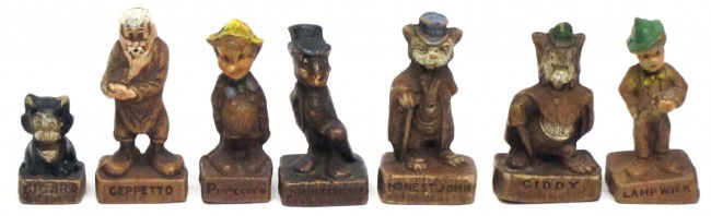 (7) PINOCCHIO SYROCO FIGURES: Some wear, H-1 1/2" - 2 1/2", G