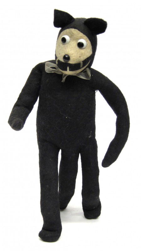 FELIX the CAT FIGURE: Felt with glass eyes; H-12", G-VG