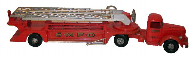 SMITH MILLER #3 LADDER WAGON: Painted pot metal; L-34", VG