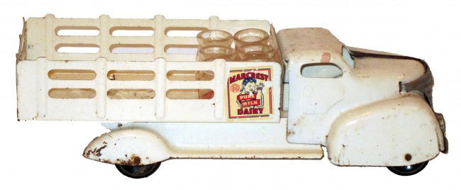 MARX MARCREST DAIRY TRUCK: Painted pressed steel; light wear and rust spots; L-14", G-VG