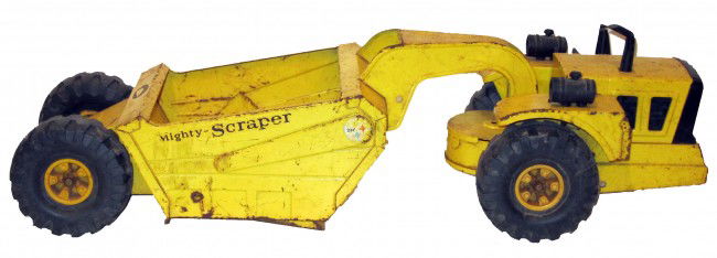 TONKA MIGHTY SCRAPER: Painted pressed steel; scratches; windshield frame split; L-27", F-G