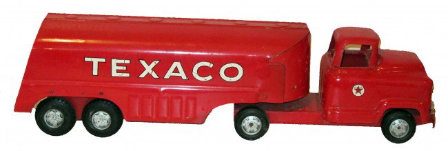 BUDDY-L TEXACO TRUCK: Painted pressed steel; normal wear; L-24", G-VG