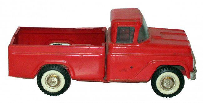 BUDDY-L ZOO PICK-UP TRUCK: Painted pressed steel; missing parts; L-13", G