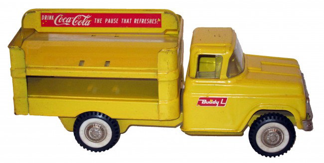 BUDDY-L COCA-COLA DELIVERY TRUCK: Painted pressed steel; minor scratches; mostly on edges; L-14", G-VG