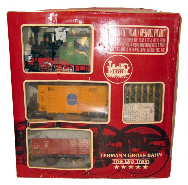 L.G.B. TRAIN SET in ORIGINAL BOX: "The Big Little Train", plastic; box damaged; box F-G; overall VG