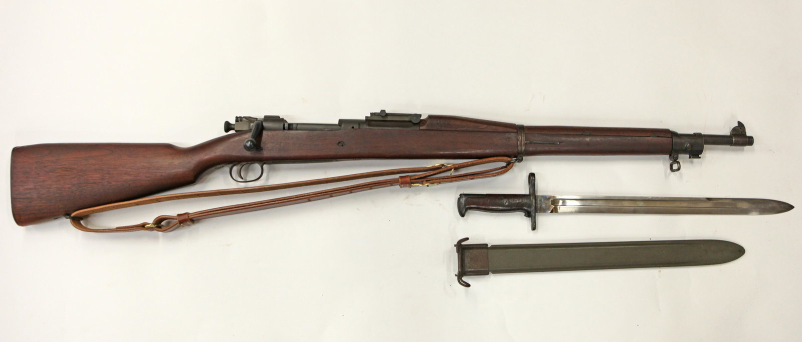 SPRINGFIELD MODEL 1903 with BAYONET: #1275003, 30-06; barrel dated 12-26 with flaming bomb cartouche, new sling, arsenal refurbush?, good bore, **LONG GUNS - Must be 18 Years or Older - $55 processing fee, includes up to 60 days storage,