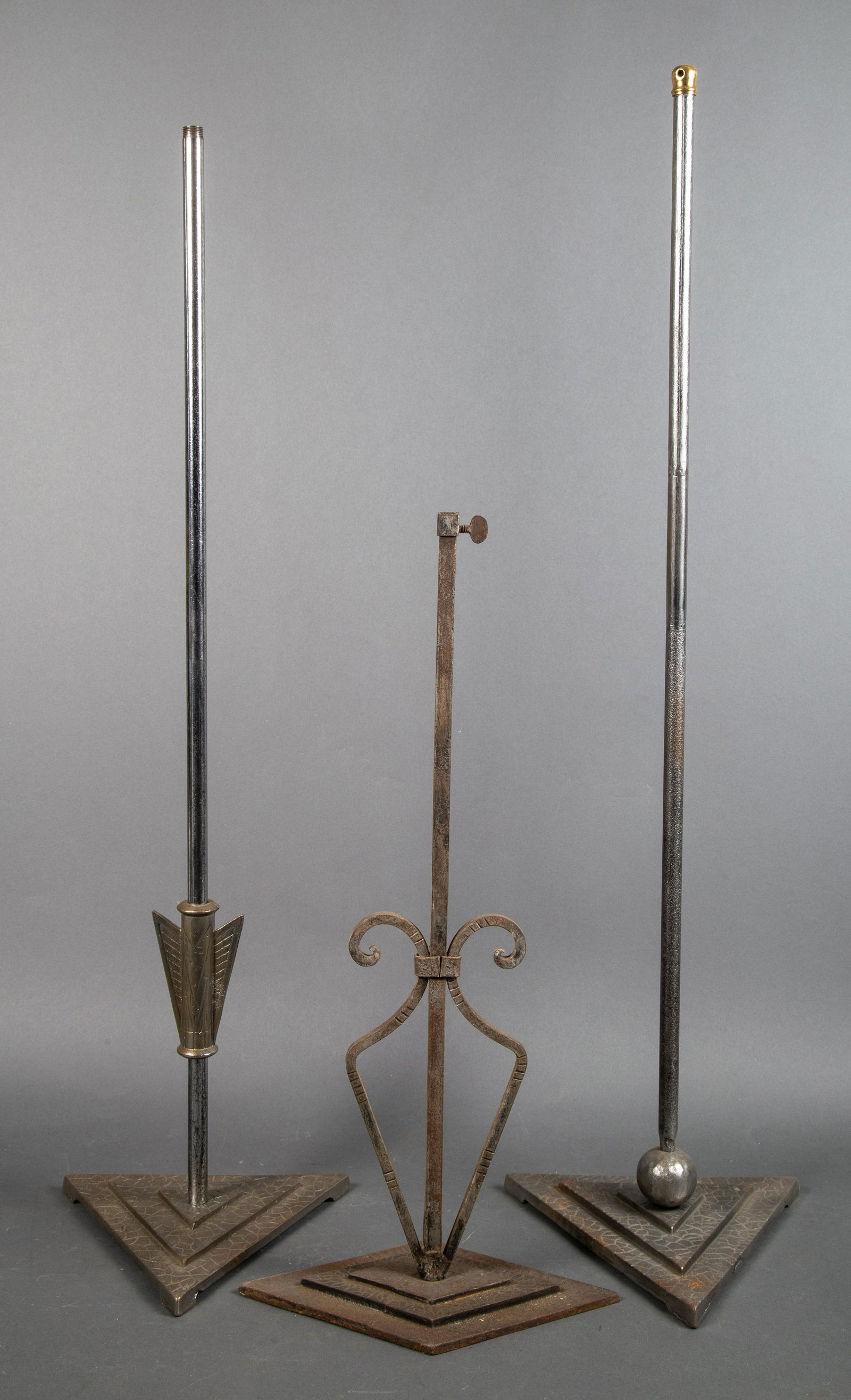 3 Cast Iron Art Deco Lamp Bases or Valet Stands (1 of 9)